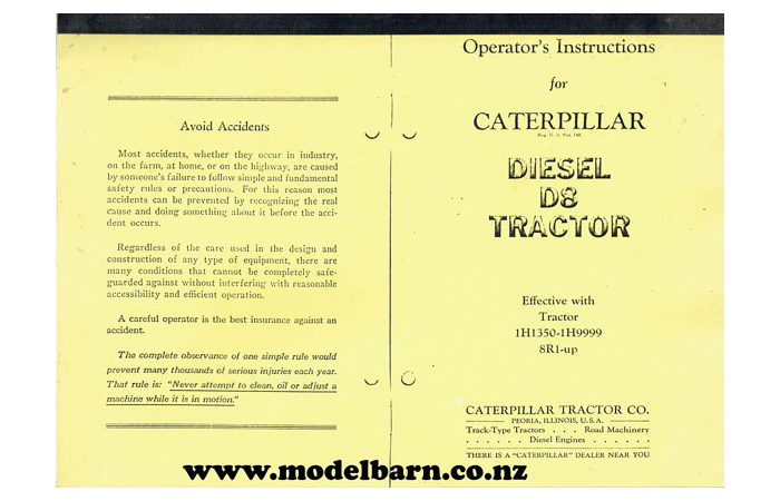 CAT D8 Operators Manual Book