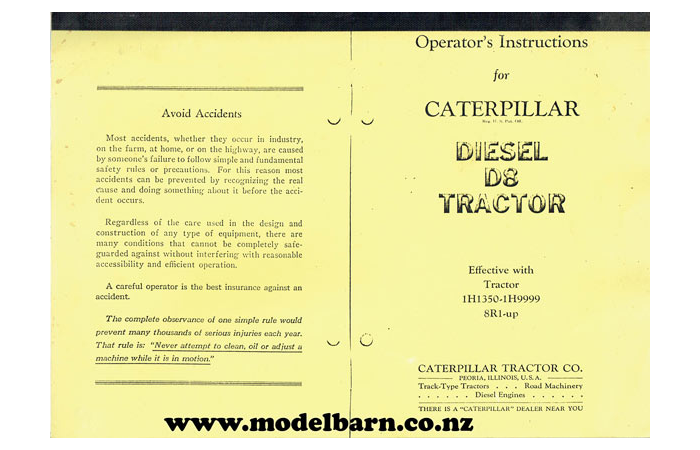 CAT D8 Operators Manual Book